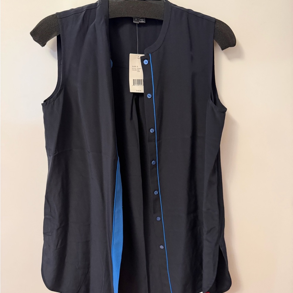 Vince Sleeveless Black Button Down Shirt